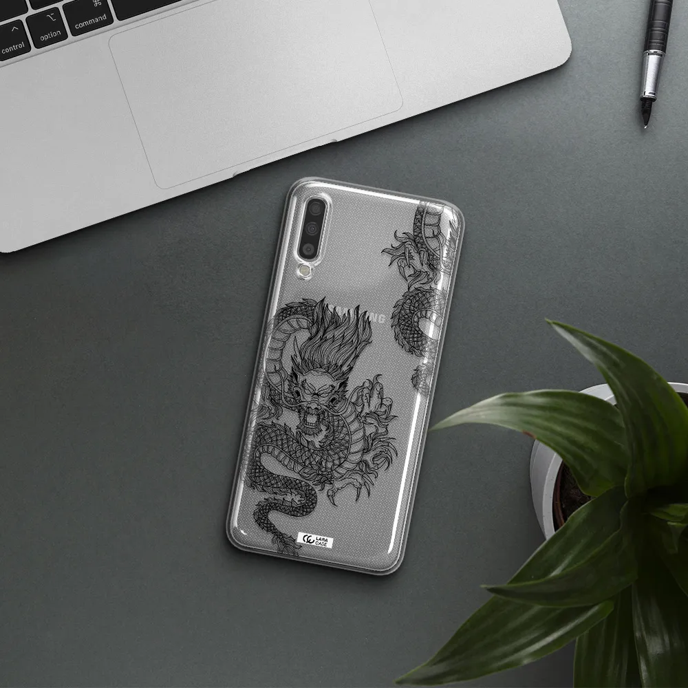 Dragon Line Art Samsung A70S Clear Tpu Case