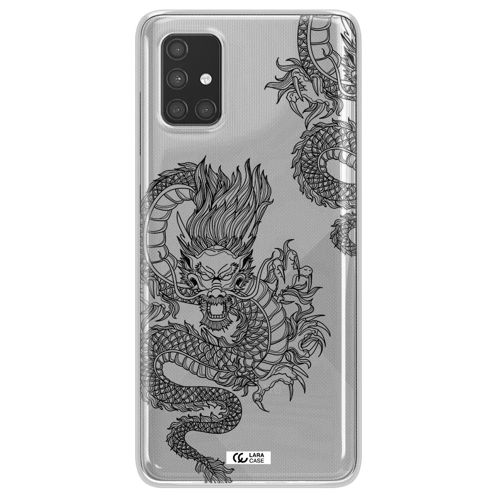 Dragon Line Art Samsung A71 Clear TPU Case