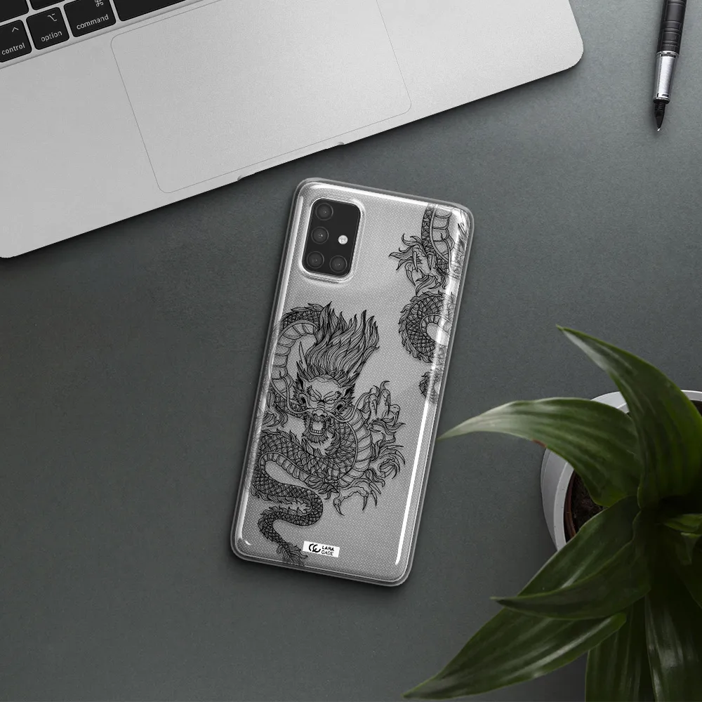 Dragon Line Art Samsung A71 Clear TPU Case