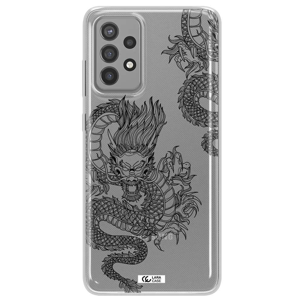 Dragon Line Art Samsung A72 Clear TPU Case
