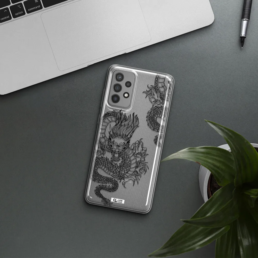 Dragon Line Art Samsung A72 Clear TPU Case