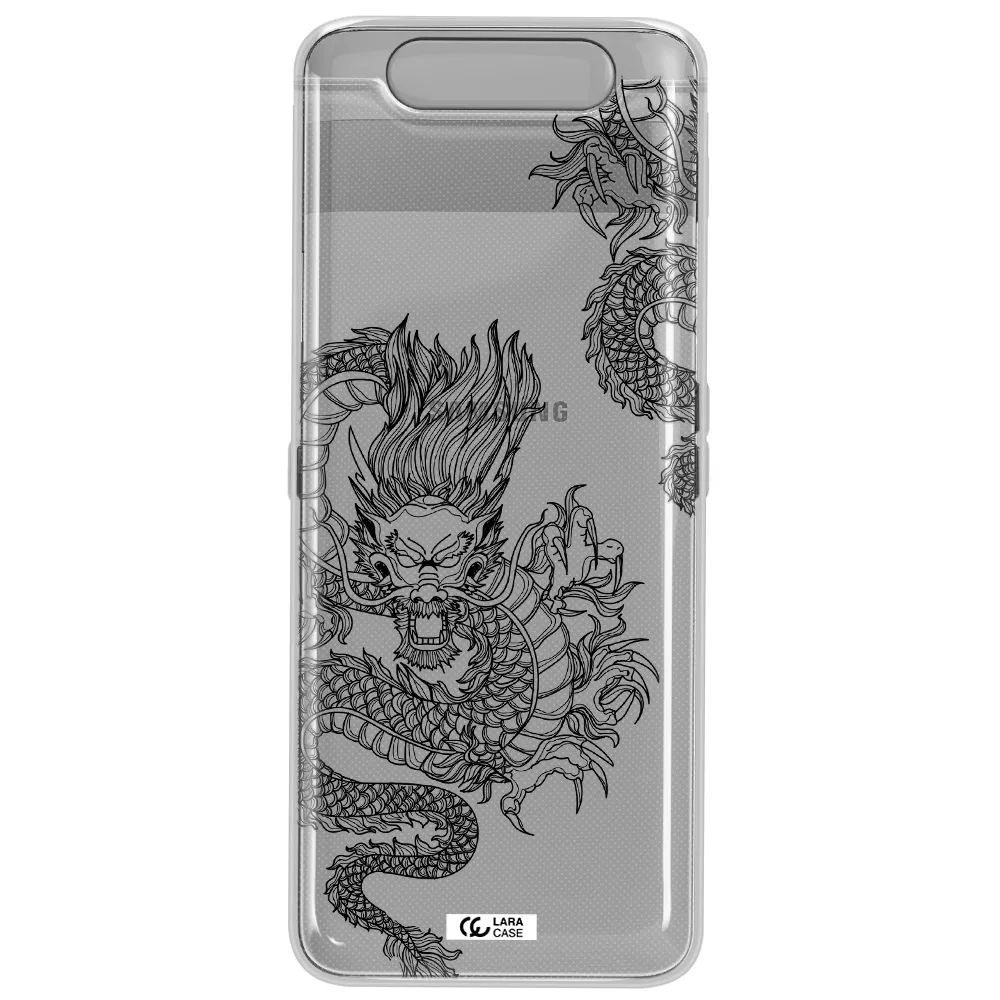 Dragon Line Art Samsung A80 Clear TPU Case