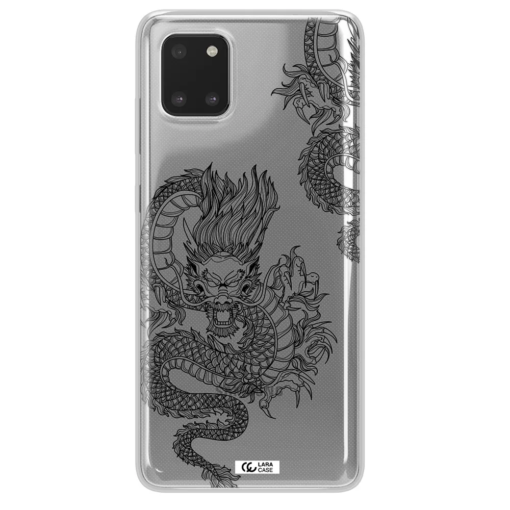 Dragon Line Art Samsung A81 Clear TPU Case
