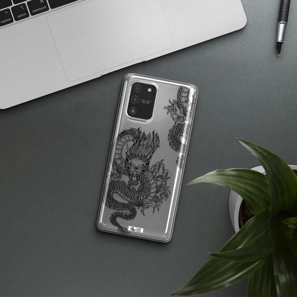 Dragon Line Art Samsung A91 Clear TPU Case