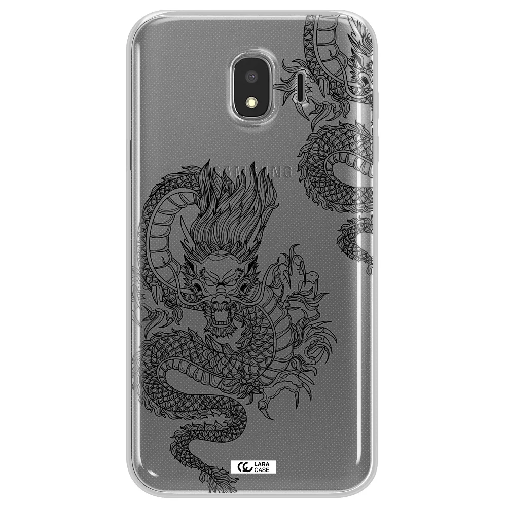 Dragon Line Art Samsung J4 Clear TPU Case