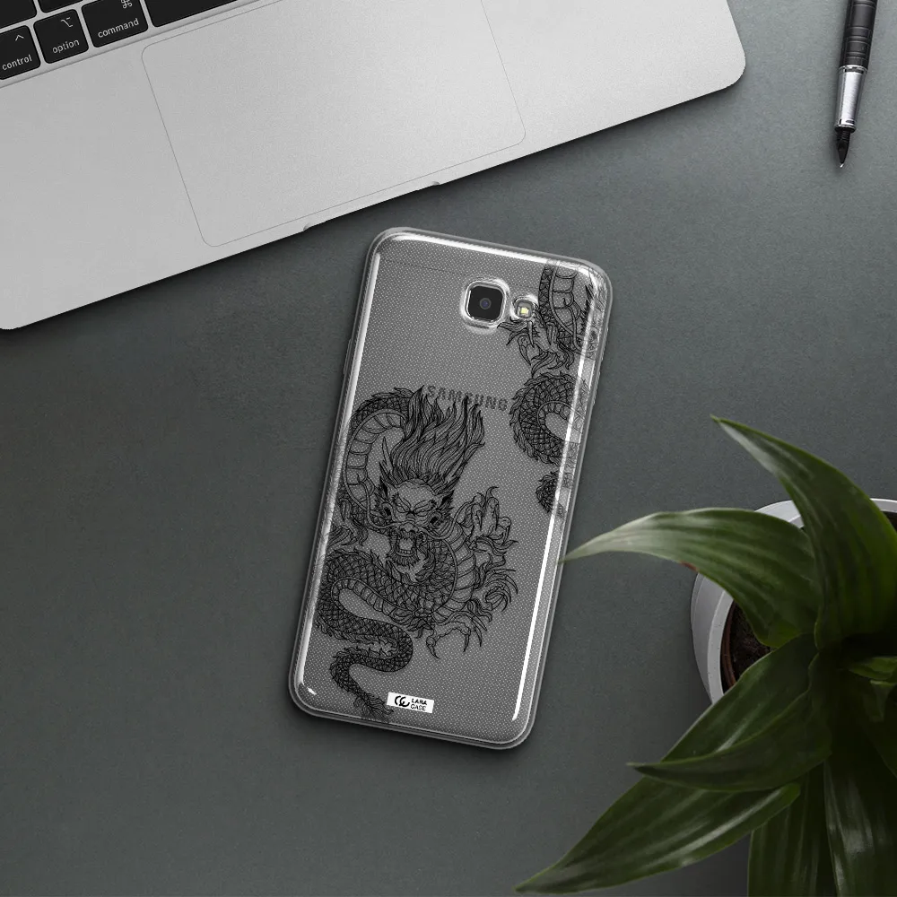 Dragon Line Art Samsung J7 Prim Clear TPU Case