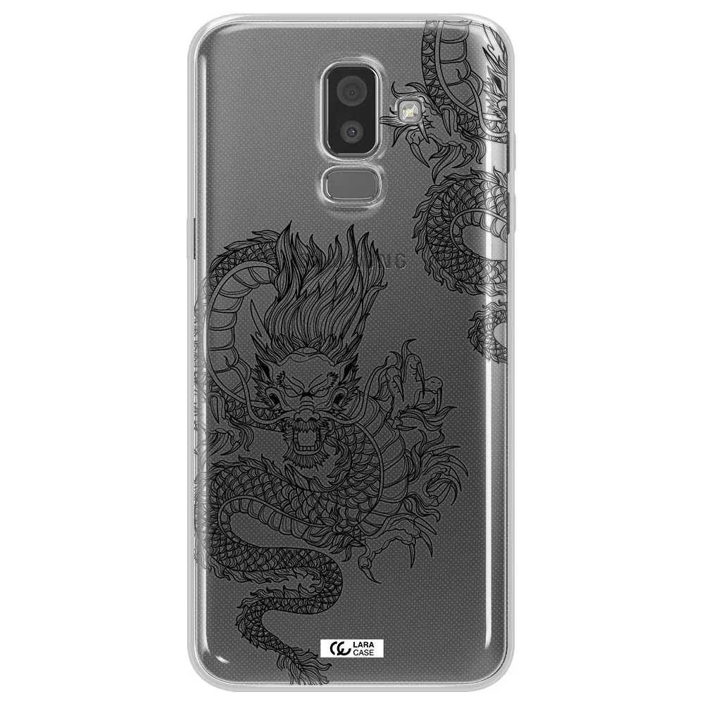Dragon Line Art Samsung J8 Clear TPU Case