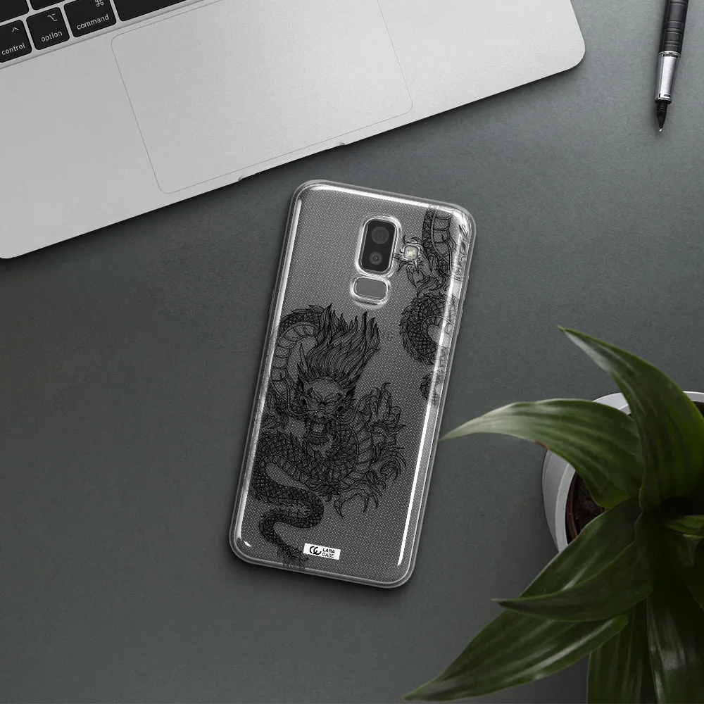 Dragon Line Art Samsung J8 Clear TPU Case