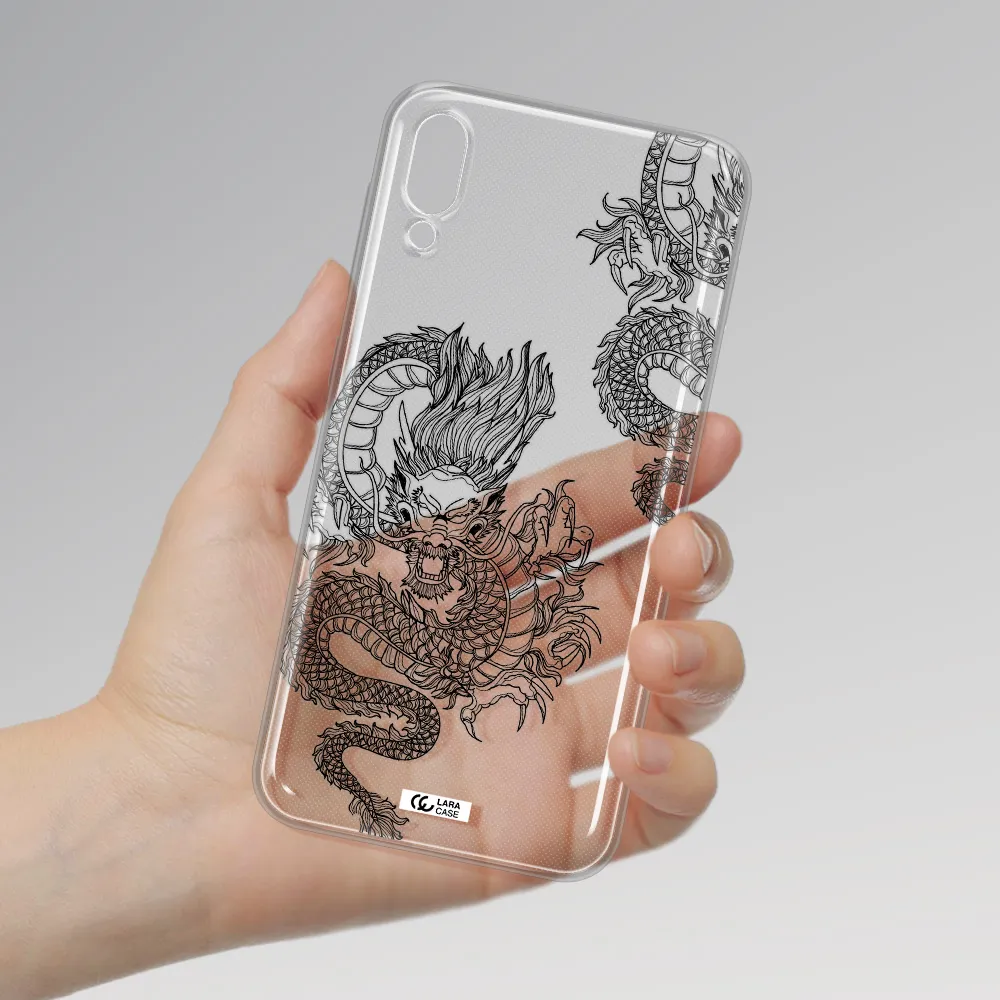 Dragon Line Art Samsung M10 Clear TPU Case