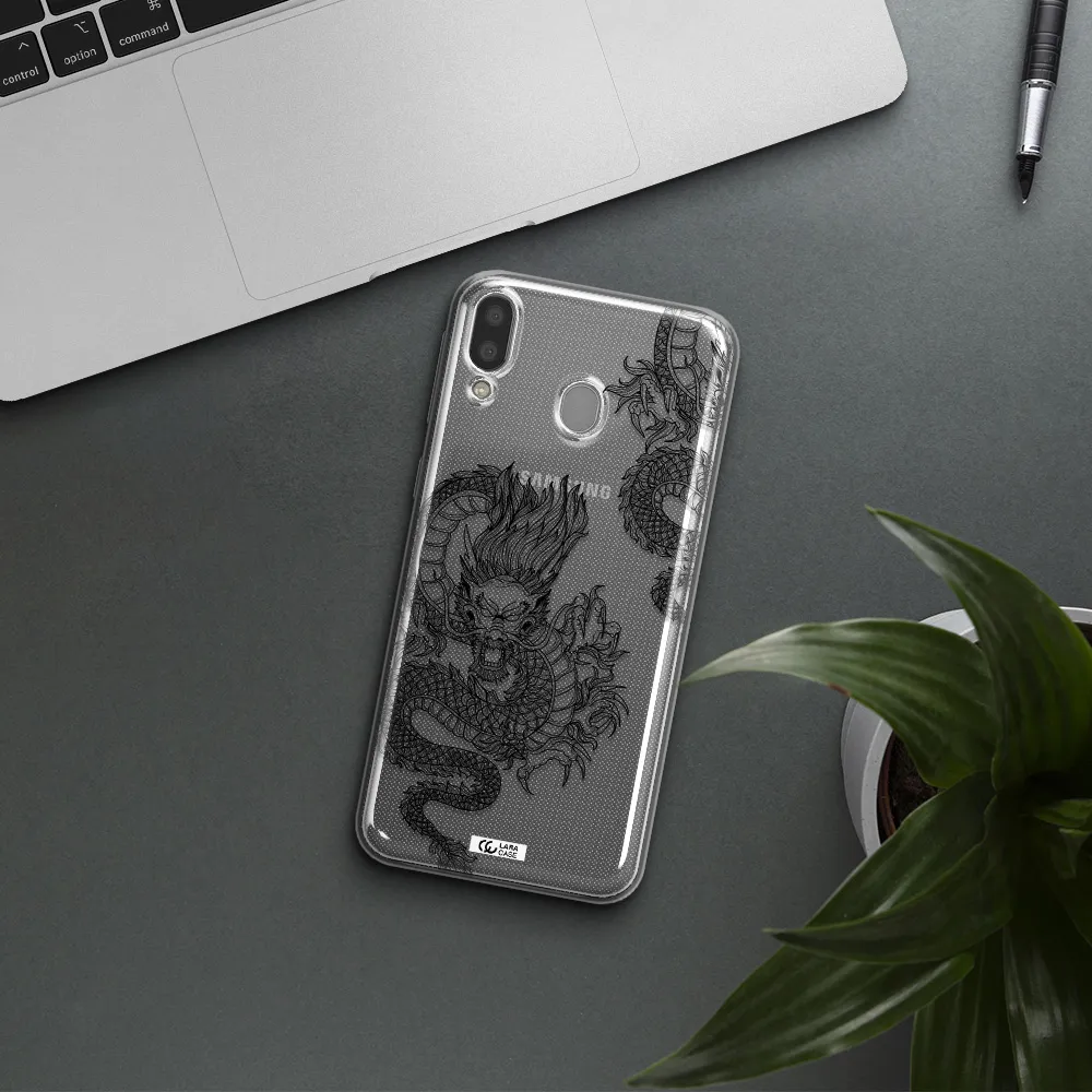 Dragon Line Art Samsung M20 Clear TPU Case