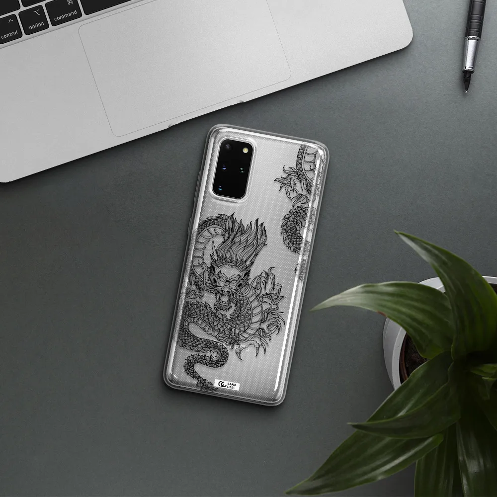 Dragon Line Art Samsung S 20 Plus Clear TPU Case