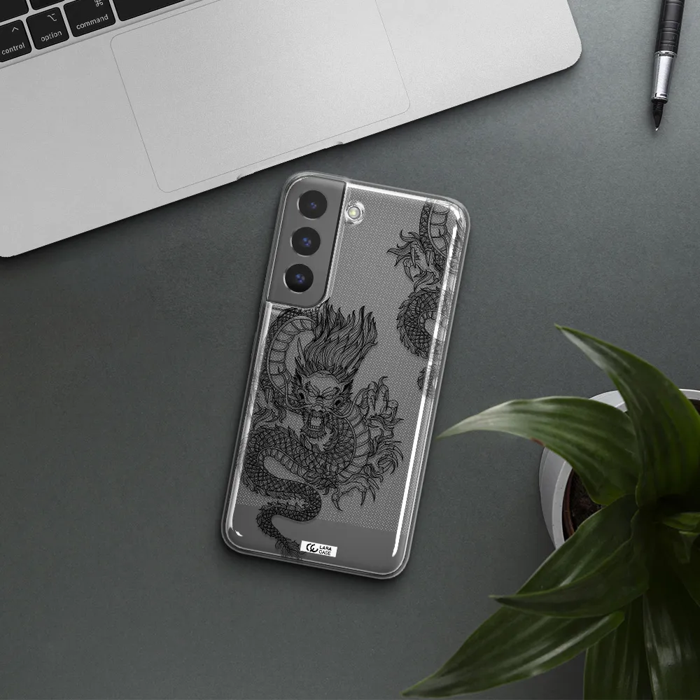 Dragon Line Art Samsung S 22 Plus Clear TPU Case