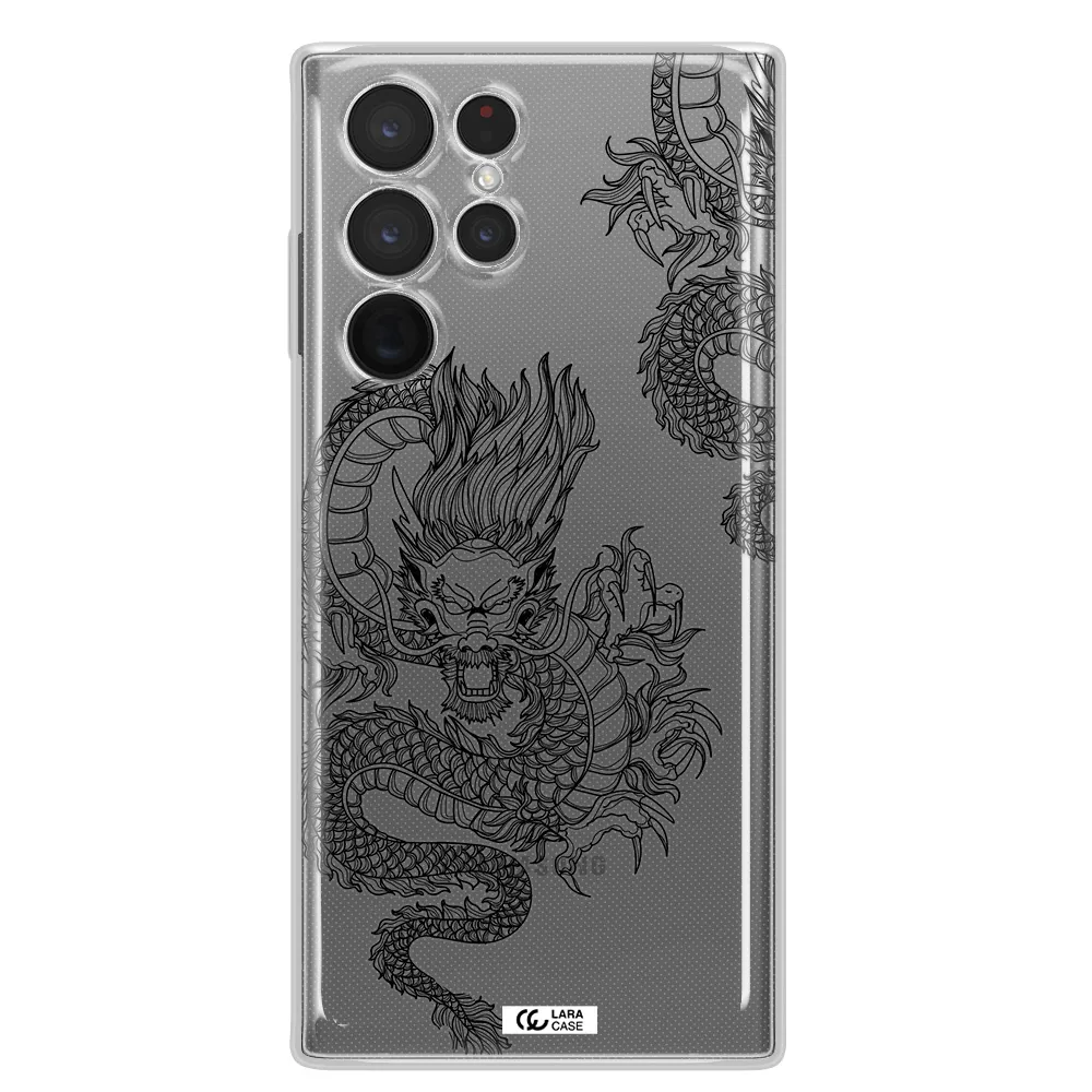Dragon Line Art Samsung S 22 Ultra Clear TPU Case