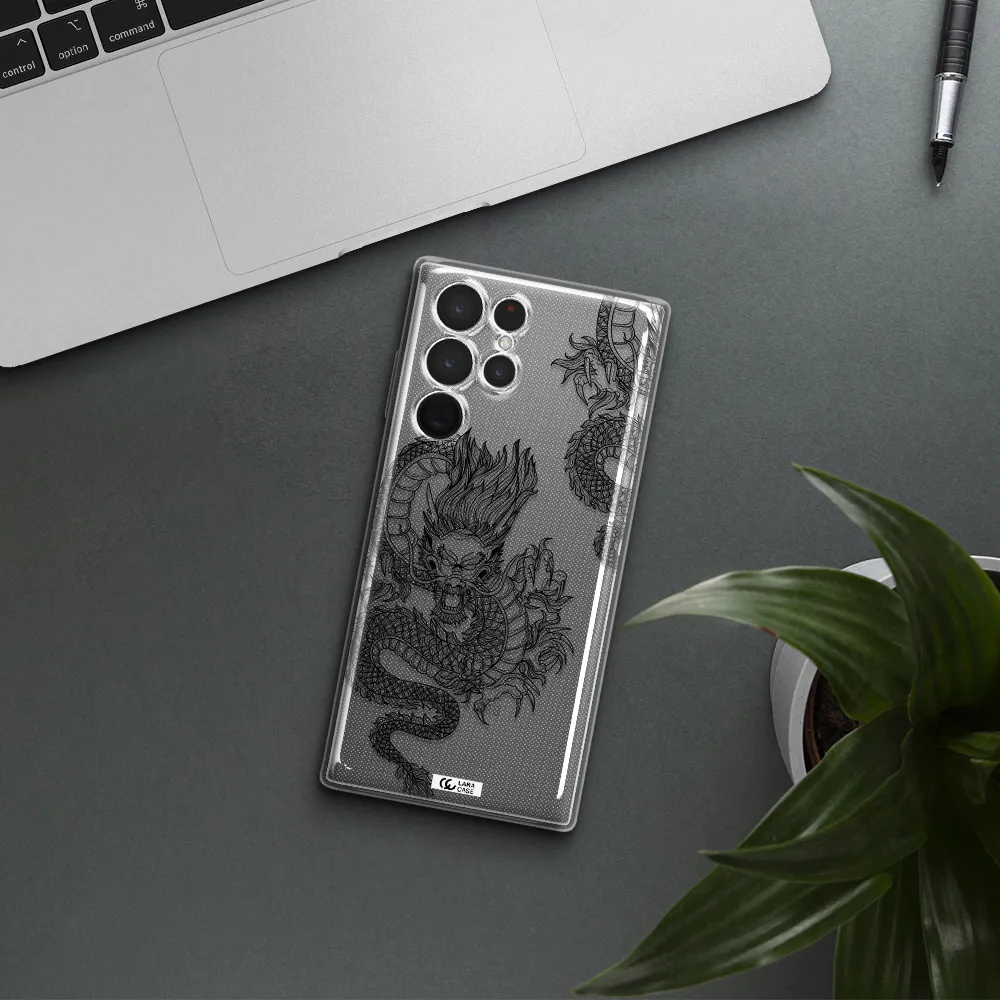Dragon Line Art Samsung S 22 Ultra Clear TPU Case