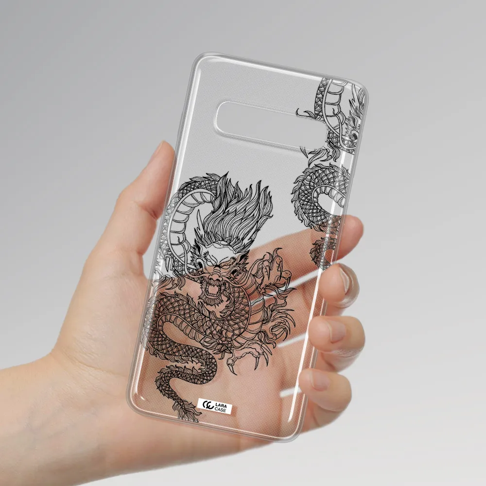 Dragon Line Art Samsung S10 Clear TPU Case
