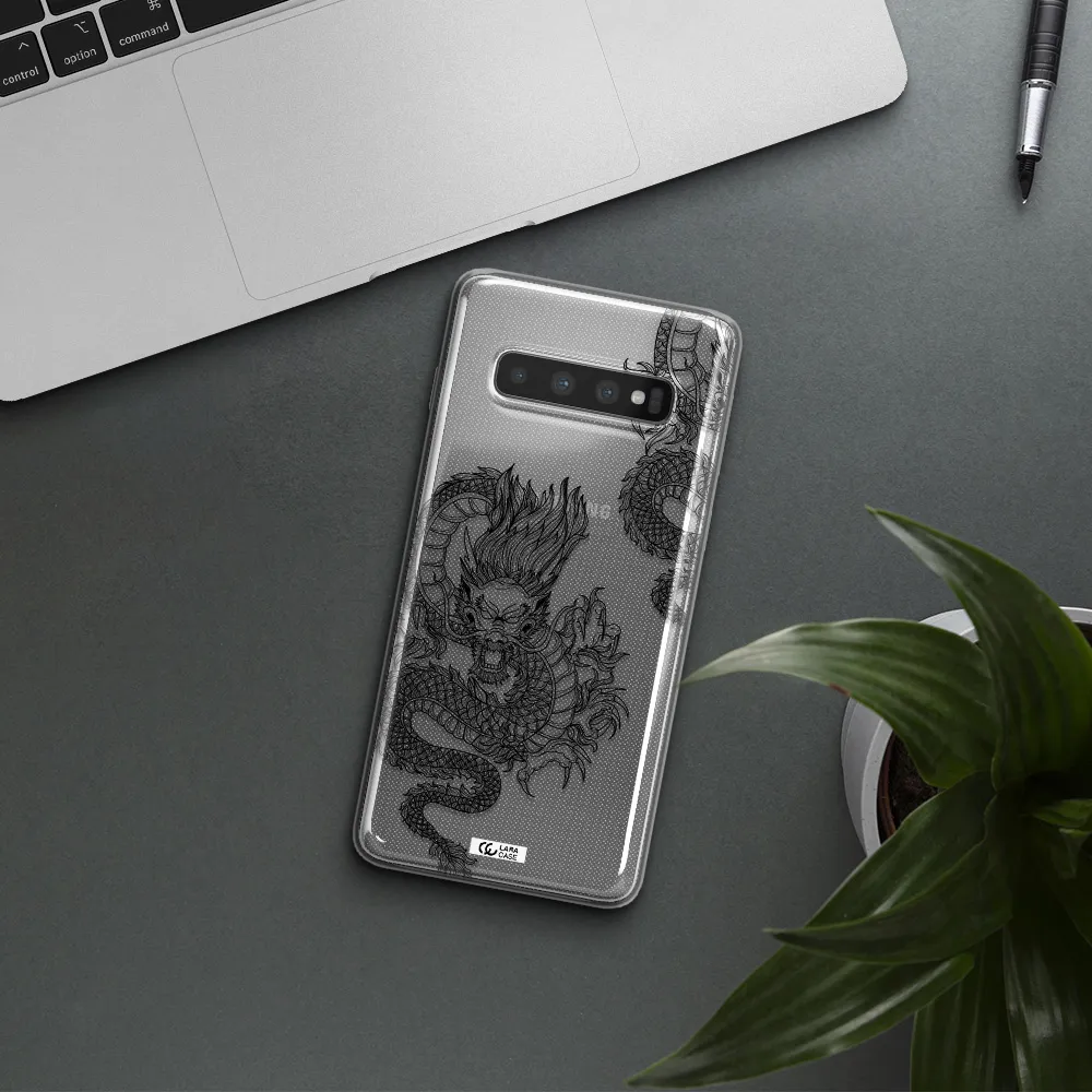 Dragon Line Art Samsung S10 Clear TPU Case