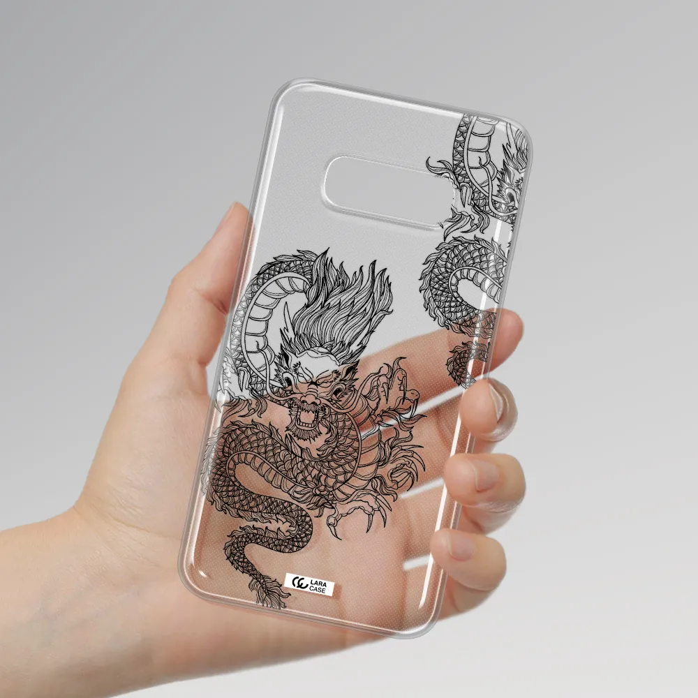 Dragon Line Art Samsung S10e Clear TPU Case