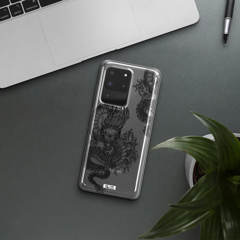 Dragon Line Art Samsung S20 Ultra Clear TPU Case