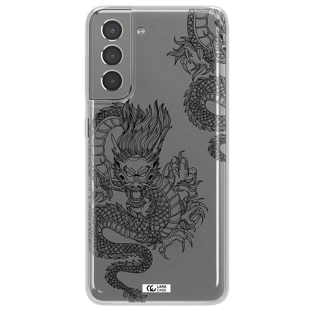 Dragon Line Art Samsung S21 Clear TPU Case