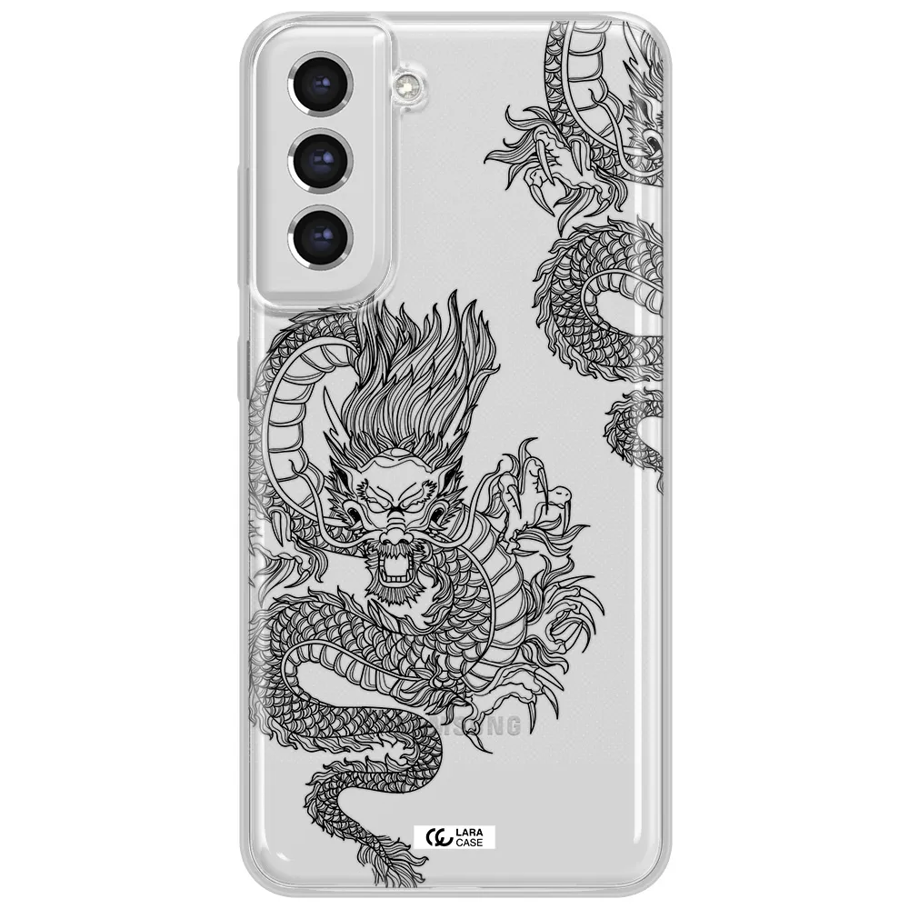 Dragon Line Art Samsung S21 Fe Clear Tpu Case