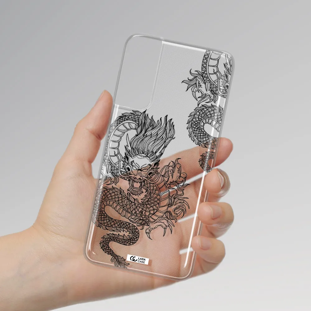 Dragon Line Art Samsung S21 Plus Clear TPU Case