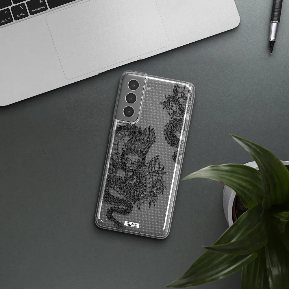 Dragon Line Art Samsung S21 Plus Clear TPU Case