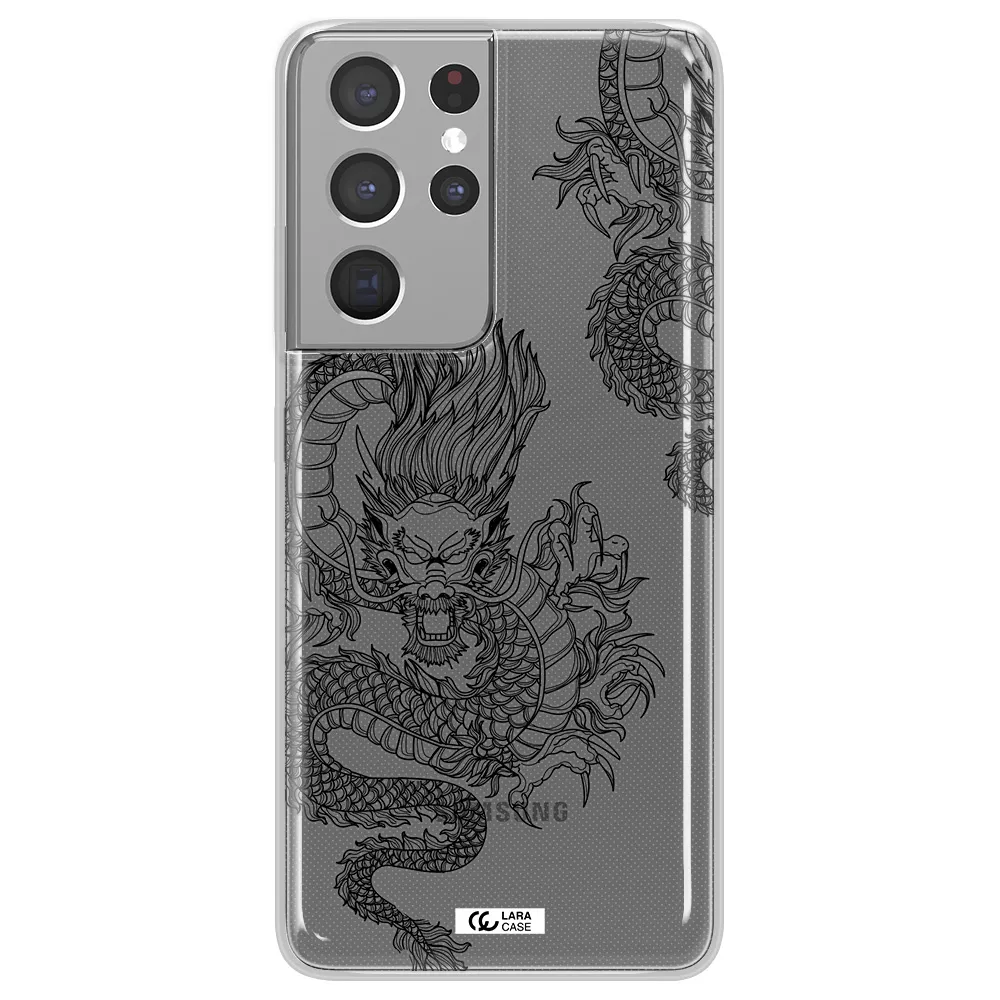 Dragon Line Art Samsung S21 Ultra Clear TPU Case