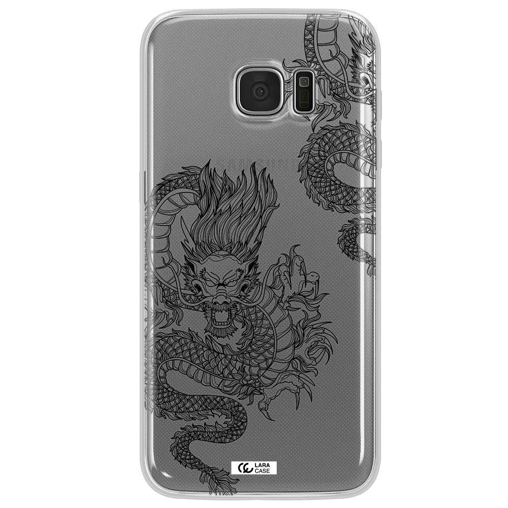 Dragon Line Art Samsung S7 Edge Clear TPU Case