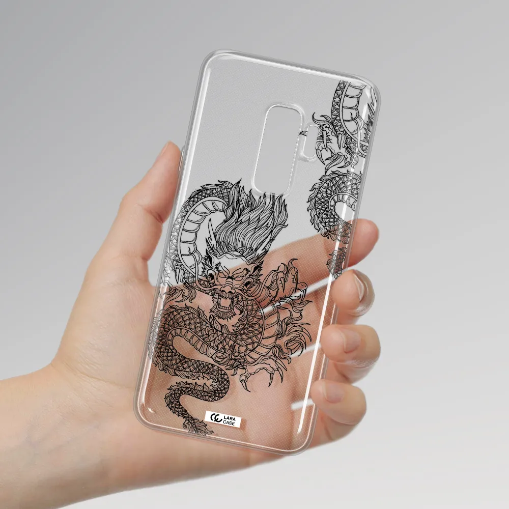 Dragon Line Art Samsung S9 Plus Clear TPU Case