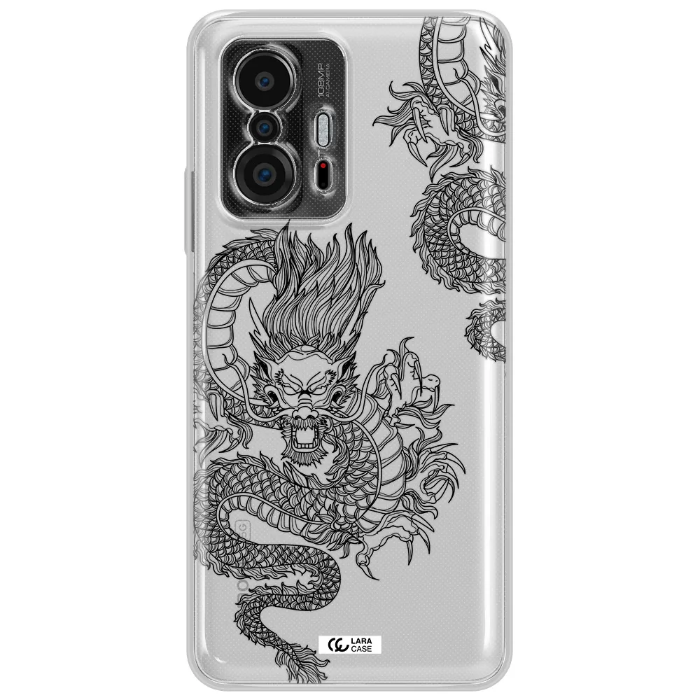 Dragon Line Art Xiaomi 11T Clear Tpu Case