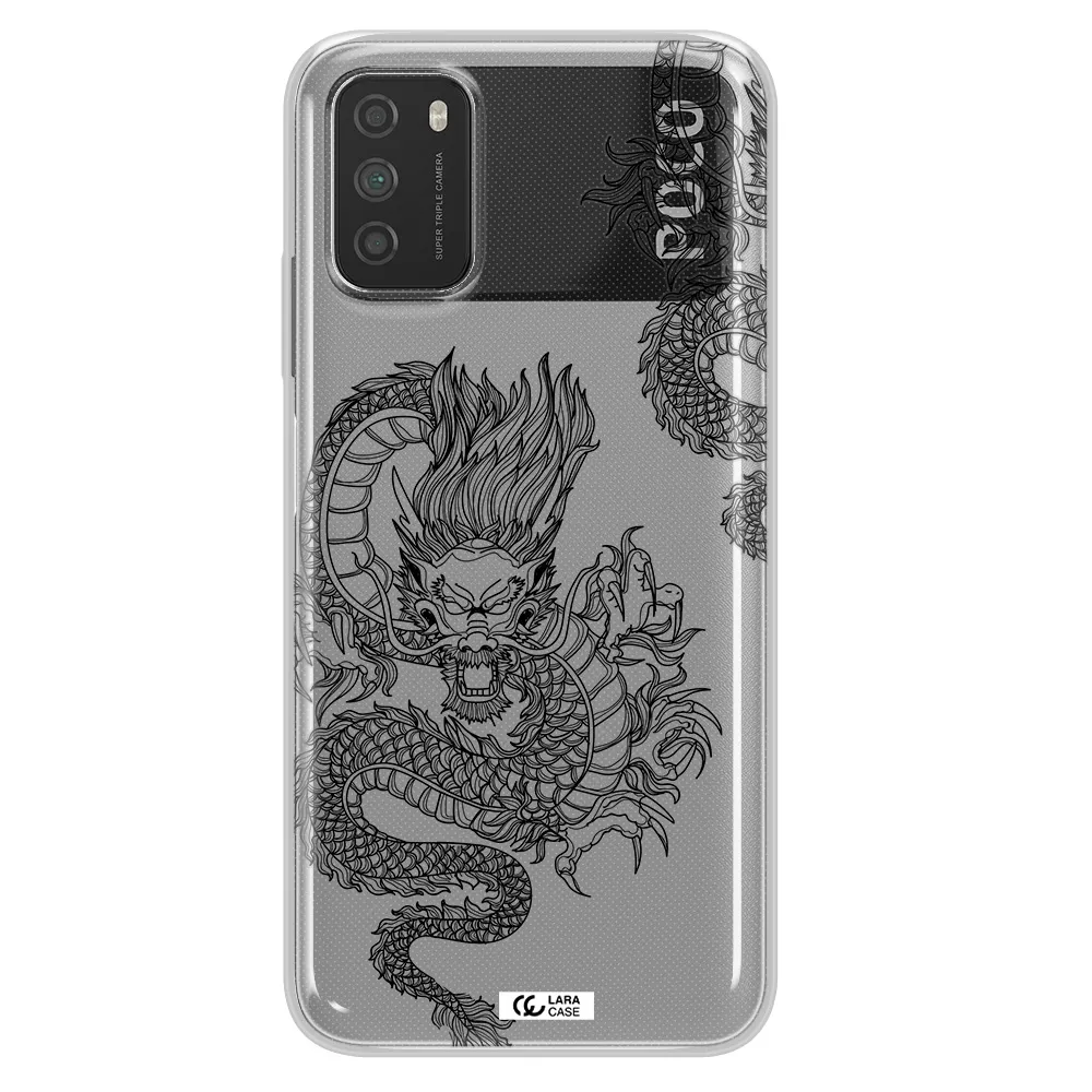 Dragon Line Art Xiaomi Poco M3 Clear TPU Case