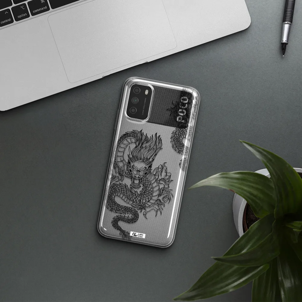 Dragon Line Art Xiaomi Poco M3 Clear TPU Case