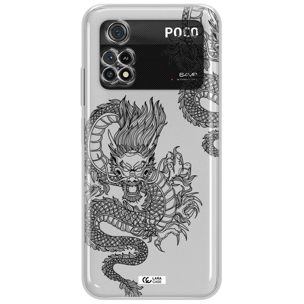 Dragon Line Art Xiaomi Poco M4 Pro 4G Clear Tpu Case