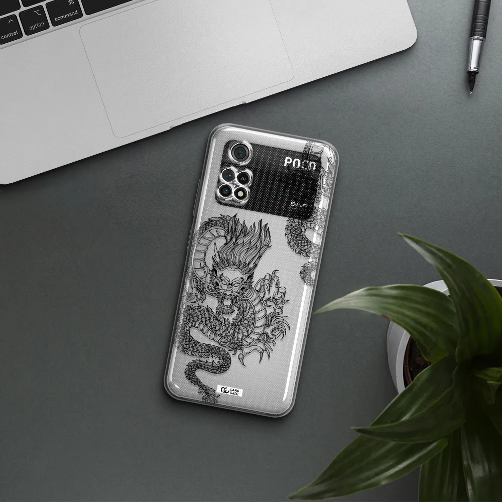 Dragon Line Art Xiaomi Poco M4 Pro 4G Clear Tpu Case