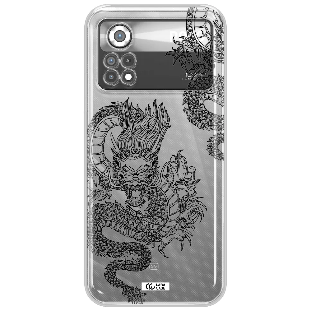 Dragon Line Art Xiaomi Poco X4 Pro Clear TPU Case