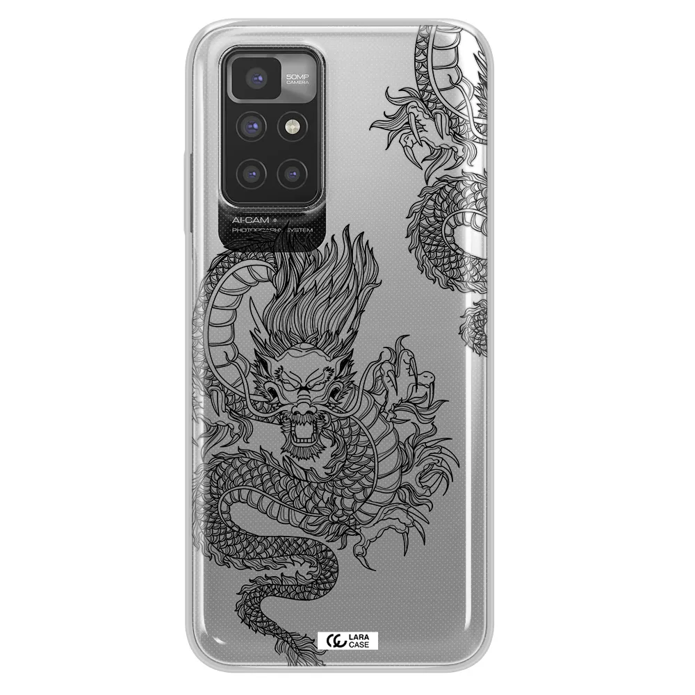 Dragon Line Art Xiaomi Redmi 10 Clear TPU Case
