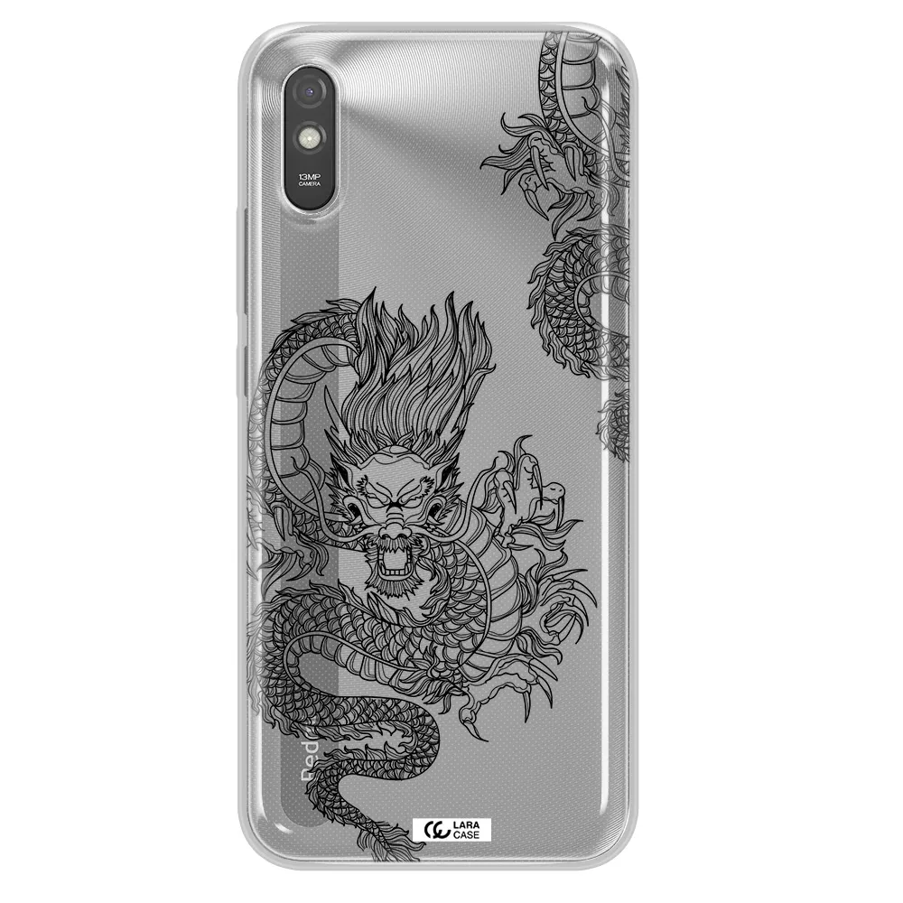 Dragon Line Art Xiaomi Redmi 9A Clear TPU Case