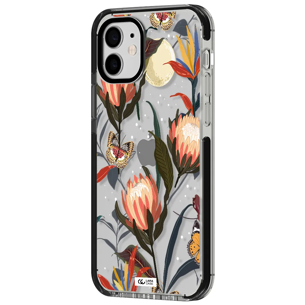 Moon Butterfly Flower Apple iPhone 11 impact black border Case