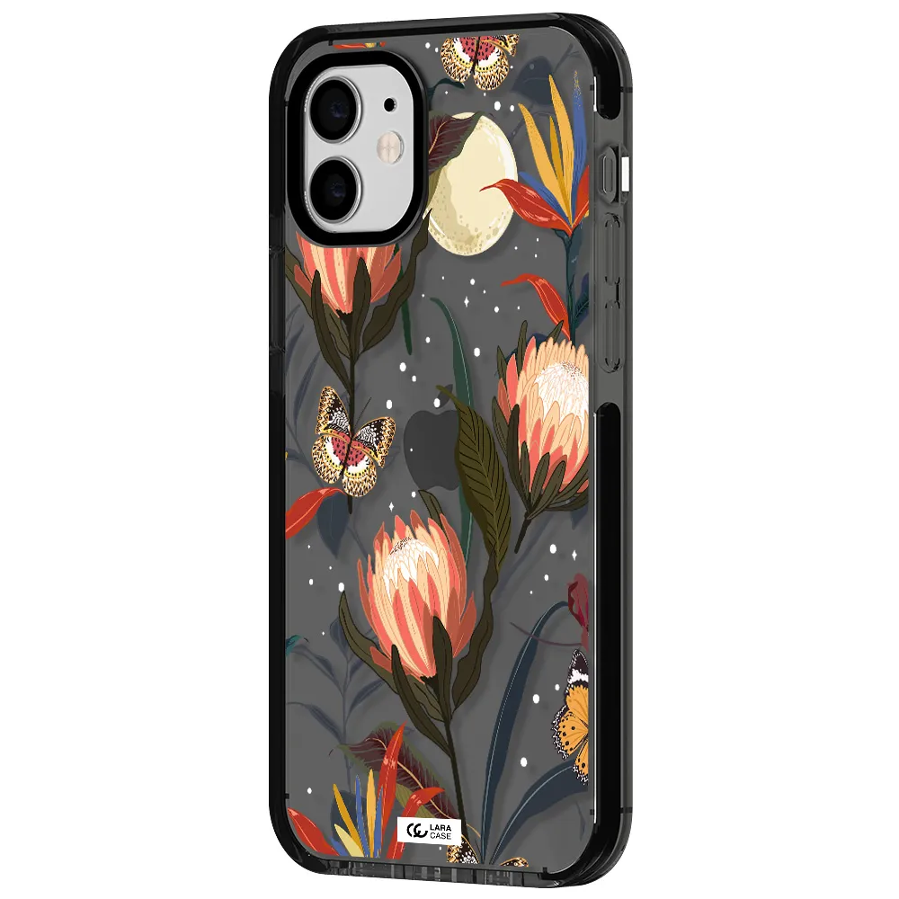Moon Butterfly Flower Apple iPhone 11 impact Smoke Black Case