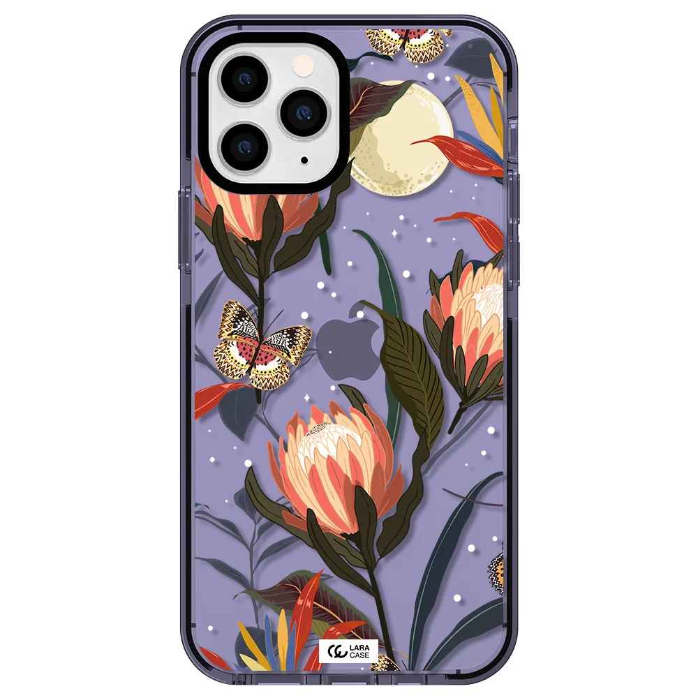 Moon Butterfly Flower Apple iPhone 11 pro impact Lilac Case