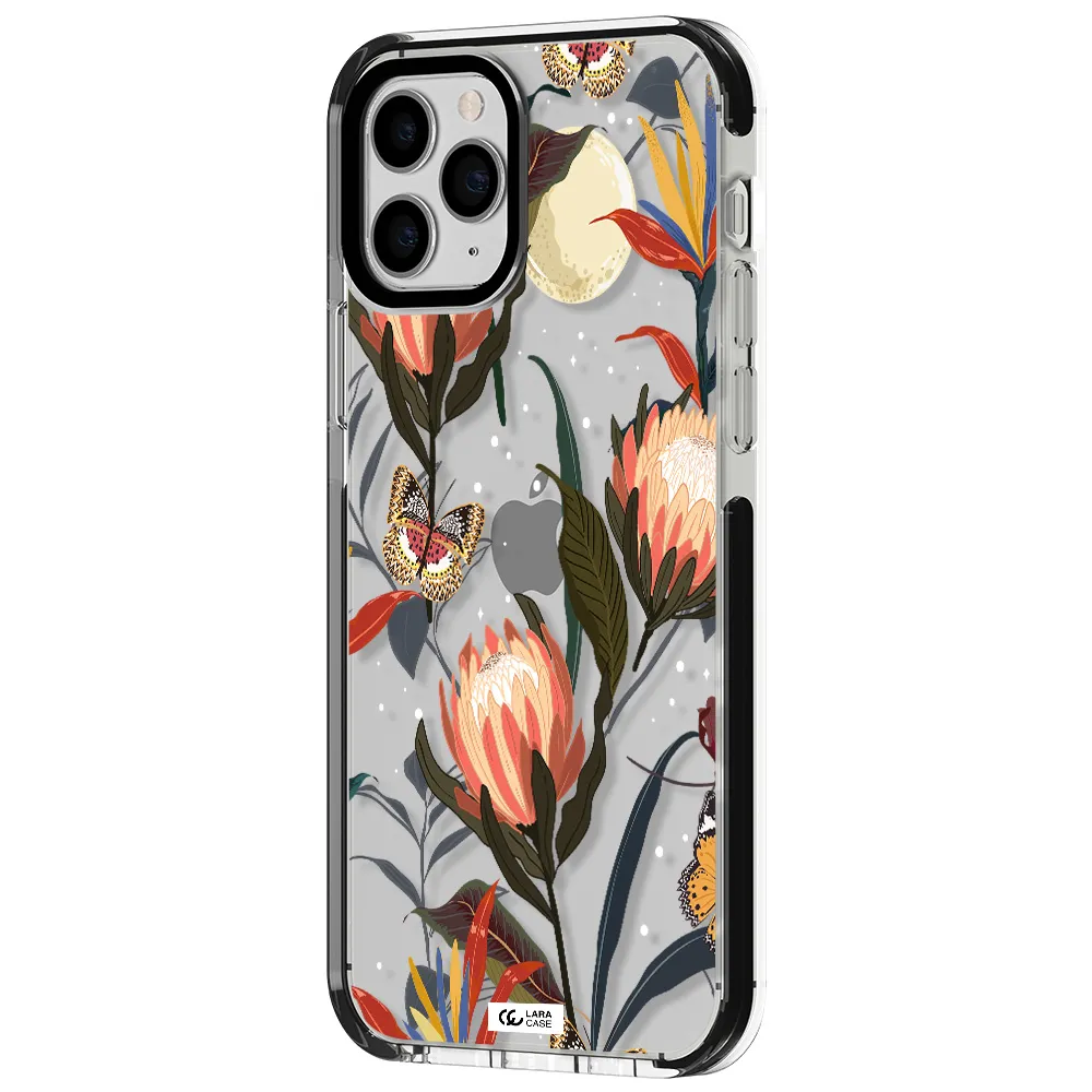 Moon Butterfly Flower Apple iPhone 11 pro max impact black border Case
