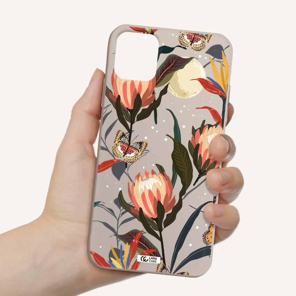 Moon Butterfly Flower Apple iPhone 11 Silicone Stone Case