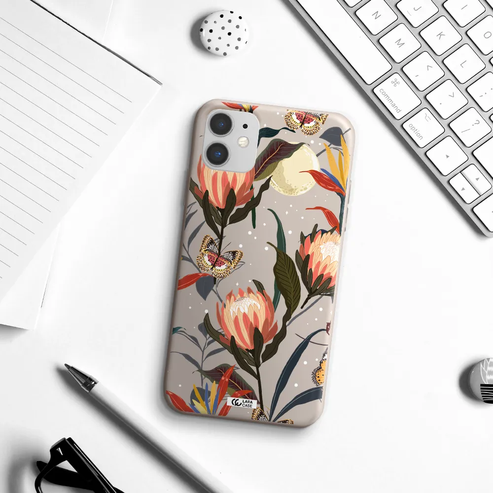 Moon Butterfly Flower Apple iPhone 11 Silicone Stone Case