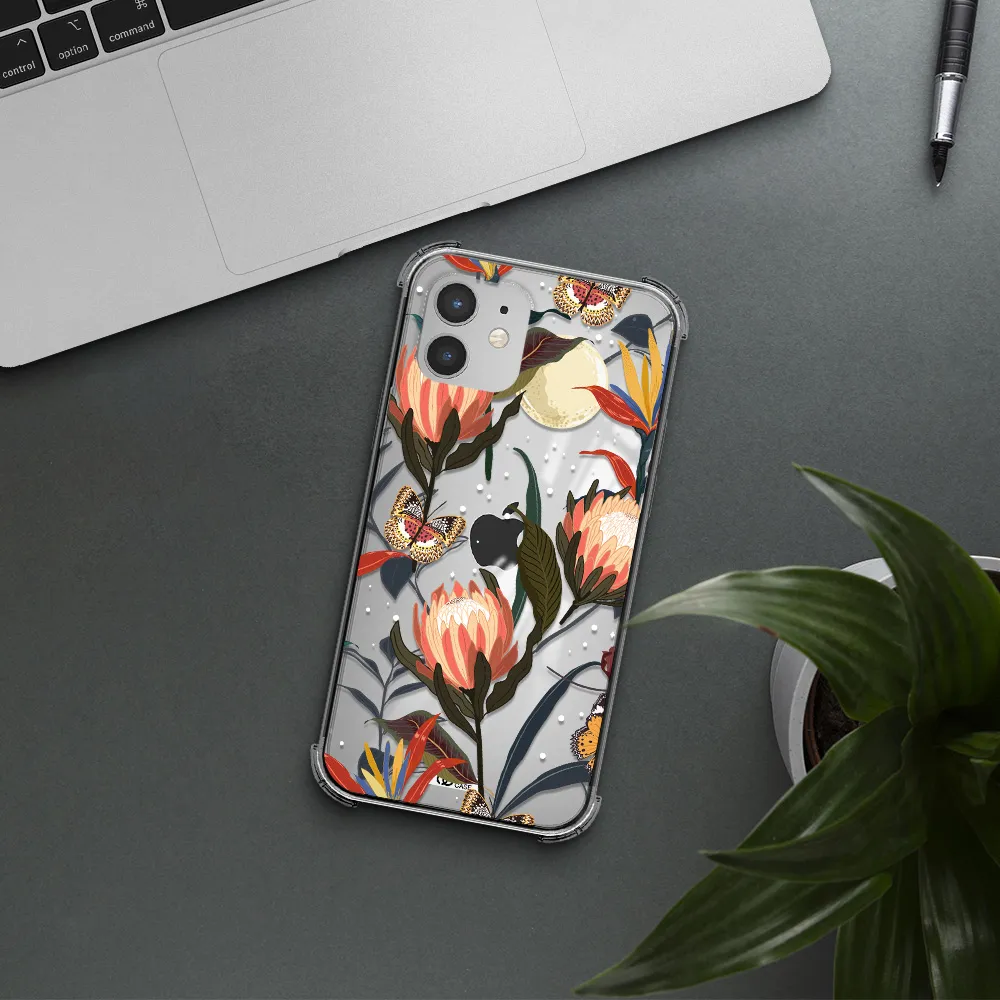 Moon Butterfly Flower Apple iPhone 12 Clear PC Case