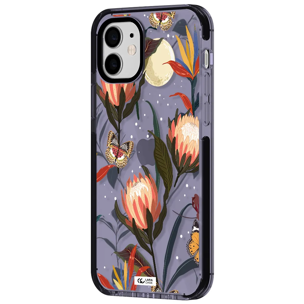 Moon Butterfly Flower Apple iPhone 12 impact Lilac Case