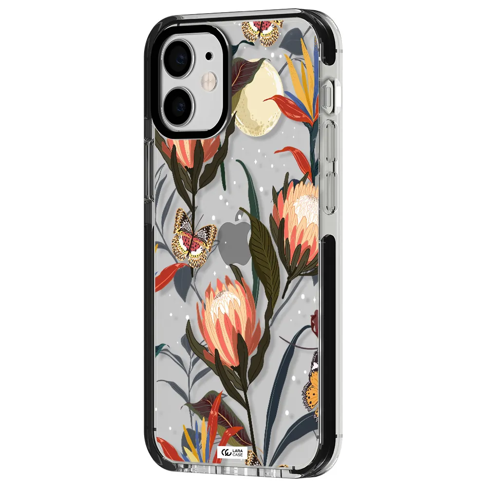 Moon Butterfly Flower Apple iPhone 12 mini impact black border Case