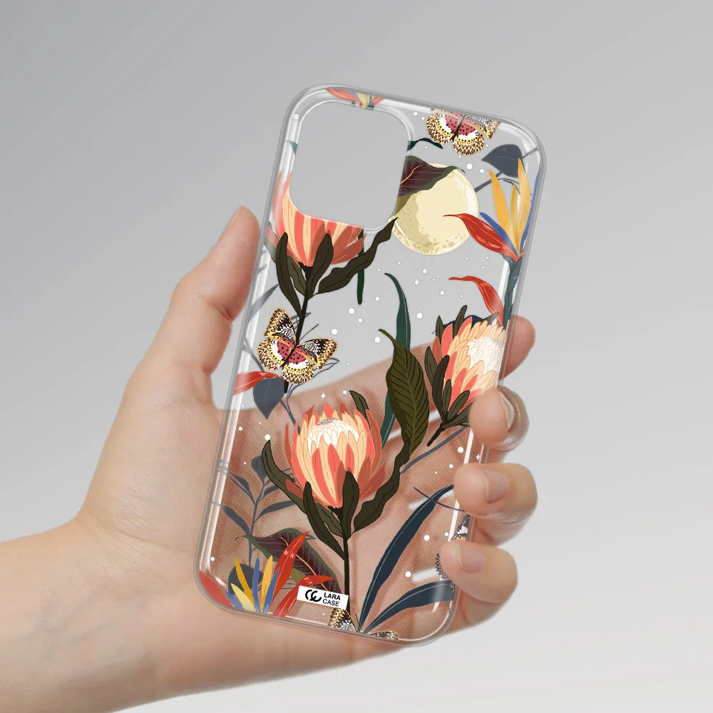 Moon Butterfly Flower Apple iPhone 12 pro max Clear TPU Case