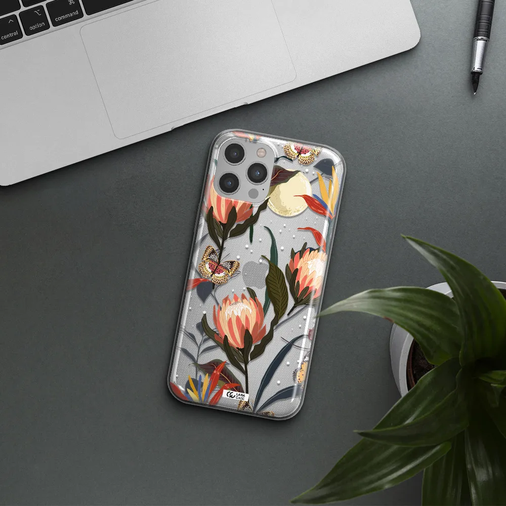 Moon Butterfly Flower Apple iPhone 12 pro max Clear TPU Case