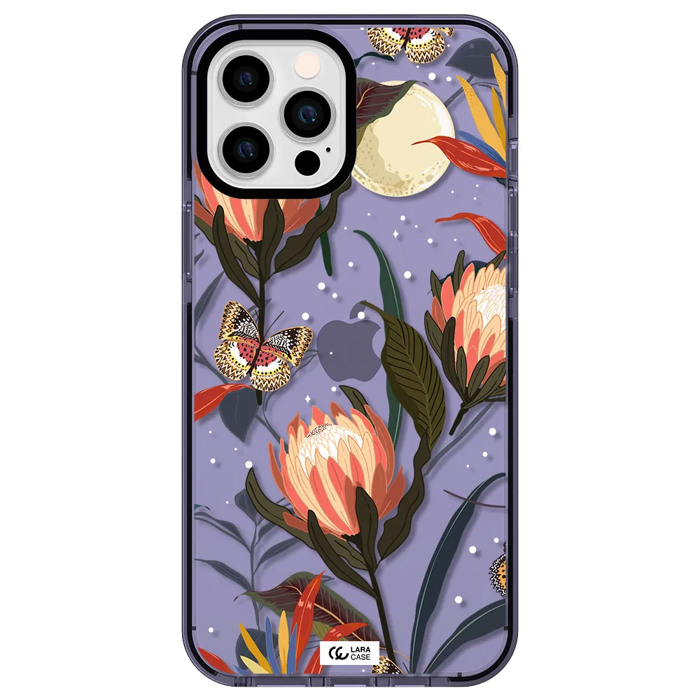 Moon Butterfly Flower Apple iPhone 12 pro max impact Lilac Case