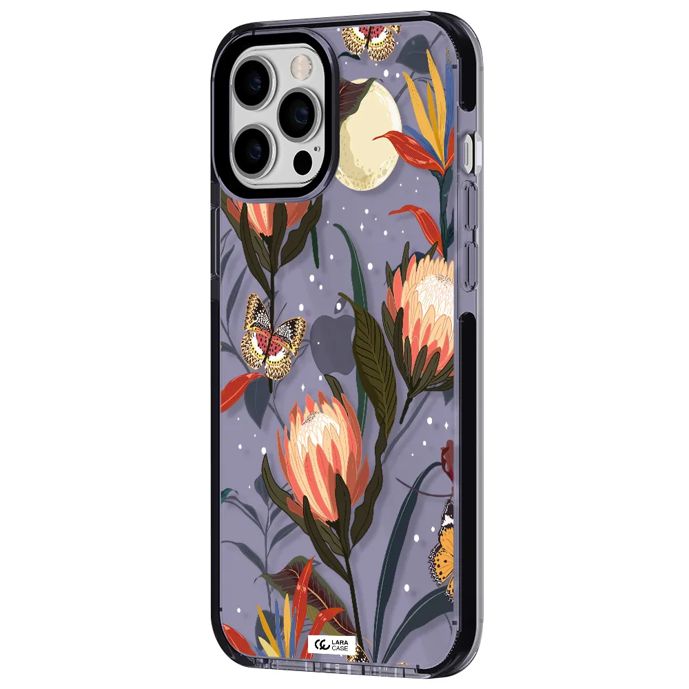 Moon Butterfly Flower Apple iPhone 12 pro max impact Lilac Case